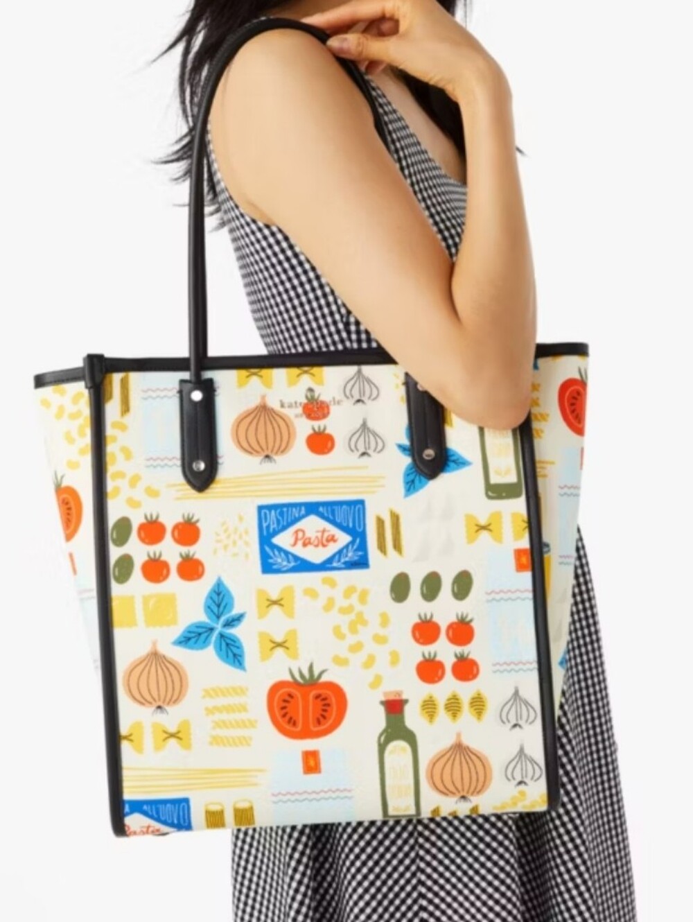 kate spade Multicolor Pasta Market Print Tote - Cream, Red, Blue, Green